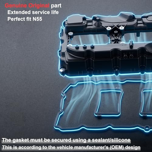 Image of S55 & N55 Valve Cover Gasket OEM 11127587804 for BMW | 135i, 235i, 335i, 435i, 535i, 640i, 740i, 740Li, X1, X3, X4, X5, X6, M2, M135i, M235i, M2, M4, M3, M5, 3.0L, genuine Part
