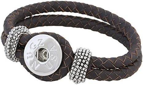 Brown Weave Leather Snap Bracelet - Interchangeable Jewelry from Nugz Jewelry