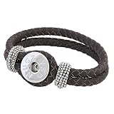 Brown Weave Leather Snap Bracelet - Interchangeable Jewelry from Nugz Jewelry