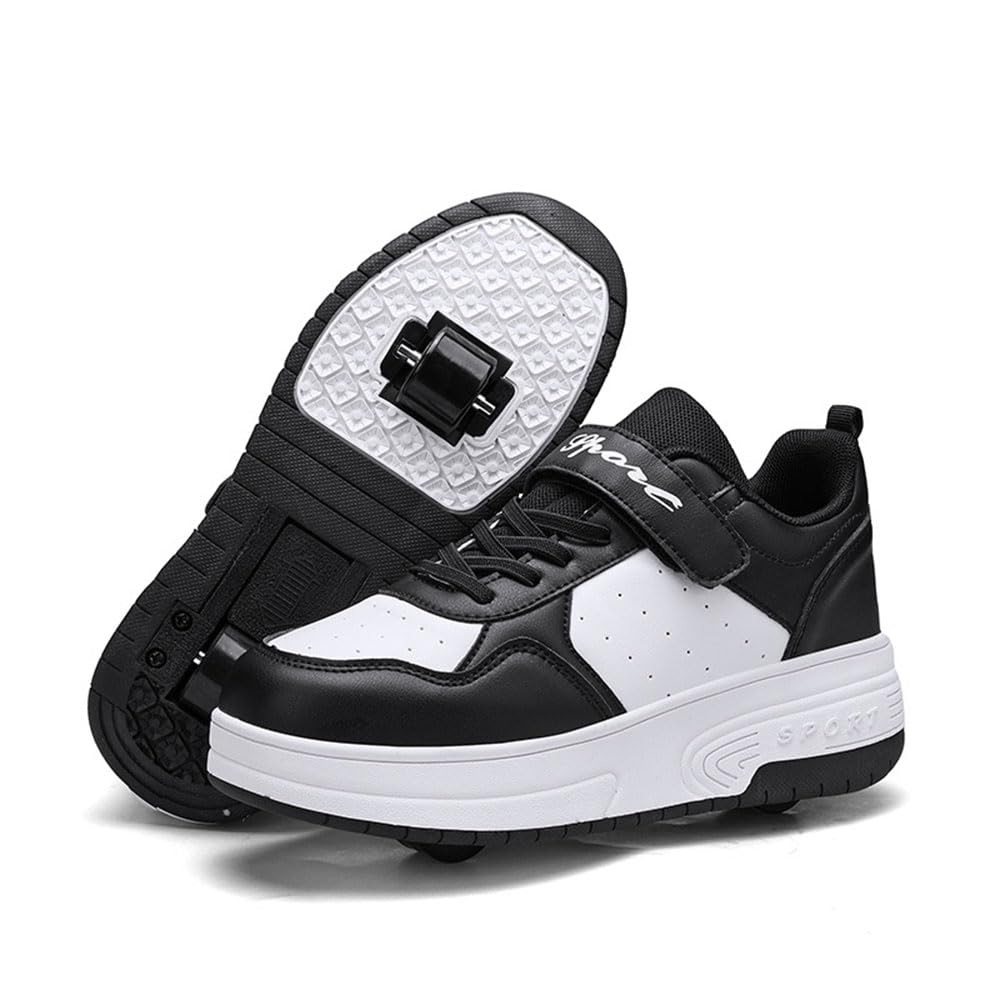 Hiseng Chaussure Roller Fille 28-40EU, Basket Roller pour Enfan Chaussure a Roulette Garcon Chaussure a Roulette Fille Garçons Chaussures Roller Roues Basket a Roulette Adolescents pour Extérieur