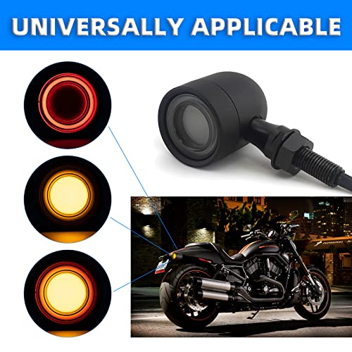 Image of Motorcycle Turn Signals LED Front Lights 2 PCS, Vintage 41 LEDs Switchback White Amber Light for Running Turn Blinkers Universal Fit Scooter Suzuki Yamaha Honda Harley Dyna Bobber-Black