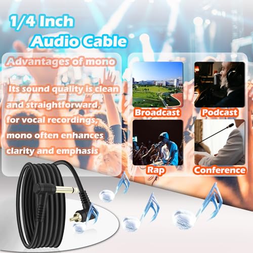 Cable adaptador 6.6 ft 1/4" a RCA ángulo 90° miniatura 7