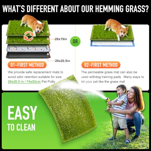 Image of Hompet Artificial Grass for Dogs, 28 inchx19 inch, Professional Dog Grass Mat, Easy to Clean with Drainage Holes, Potty Training Pad and Replacement Fake Grass Turf, Outdoor Rug Patio Lawn Decoration