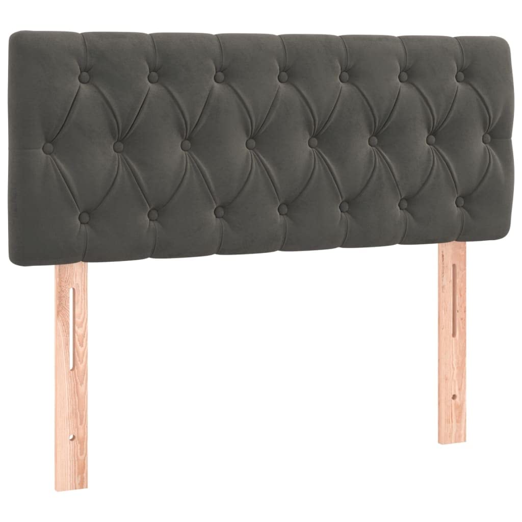 IKAYAA Boxspringbett mit Matratze 100 x 200 Bett mit LED Beleuchtung & Topper Boxspringbett 100 x 200 cm Bett mit Matratze und Lattenrost Bett komplett mit Kopfteil Samt-Dunkelgrau-100 x 200 cm
