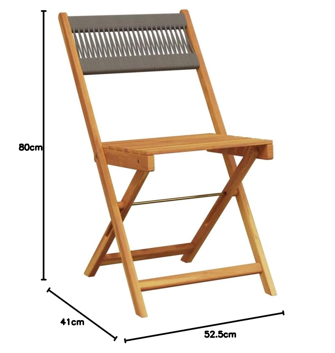 Bistrostühle 2er Set klappbar Akazie Massivholz wetterfest Grau 41 x 52,5 x 80 cm Gartensessel Balkonstuhl platzsparendes Design für Garten Terrasse und Balkon