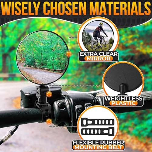 Image of KAIDAA Bicycle & Bike Rear View Mirror Set of 2 | 360 Adjustable Handlebar Convex Mirrors | Wide Angle Cycling Safety Mirror | Strong Protective Mold Body