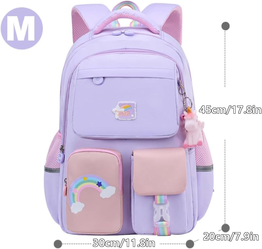 Miniatura 3 de Mochila escolar de unicornio para niñas, mochila escolar con diseño de arco iris, linda mochila para computadora portátil, bolsas de viaje duraderas
