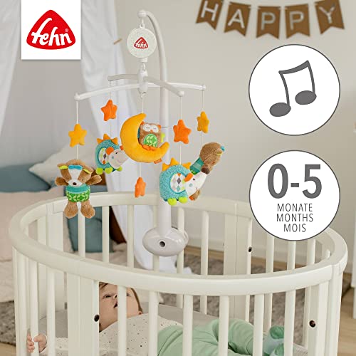 Fehn Forest 071214 Mobile Musical Forêt Ronde à Carillon avec Habitants de La Forêt Mignons pour Observer et S’Étonner à Fixer Au Lit pour Les Bébés de 0-5 Mois Hauteur : 65 cm, Ø 40 cm