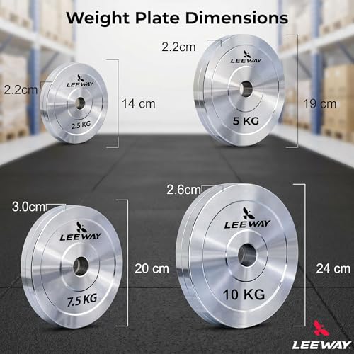 Image of Leeway Metal Home Gym Set 20 Kg Combo with Steel Weight Plates, 3Ft Curl Rod, 5Ft Straight Rod and Steel Dumbbell Set & Barbell | Full Body Workout Equipment for Home and Beginners (20kg Set (5X4))