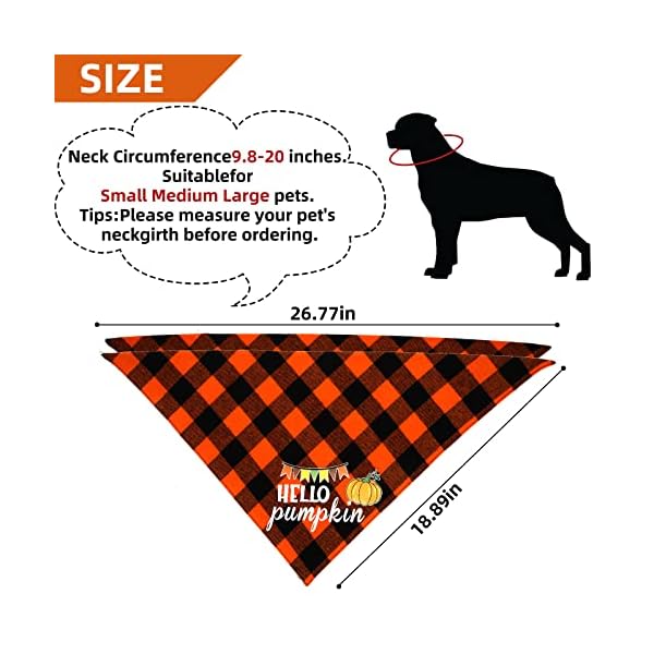 Chngeary dog bandana for dogs(2 pack),classic orange plaid style thanksgiving dog bandana for small medium large dogs accessories triangle dog thanksgiving scarf - image 6
