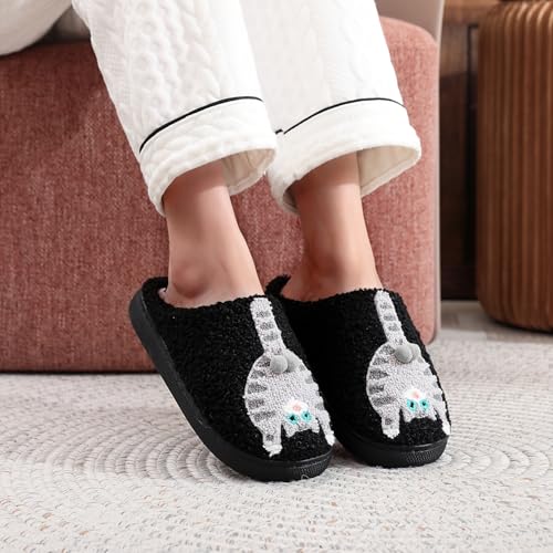 Image of LNERIP Slippers Winter Womens Mens Fluffy Plush Slippers Animals Cute Cartoon House Slippers Cuddly Warm Shoes Indoor Outdoor Girls Women