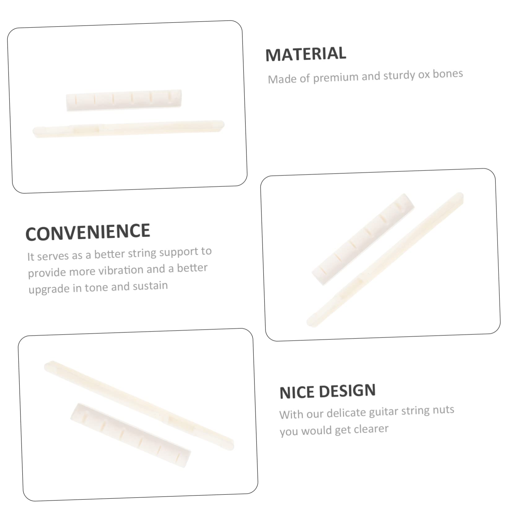 Wakauto Guitar Bridge Adjustment Nut Real Ox Bone Enhanced Tone Guitar Accessories Set of 1