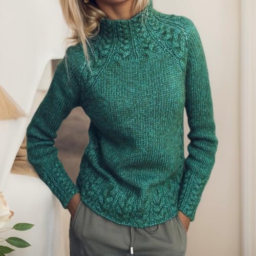 Womens Cable Knit Sweater Casual Crochet Turtle Neck Long Sleeve Sweaters Oversized Slim Solid Color Pullovers Tops2