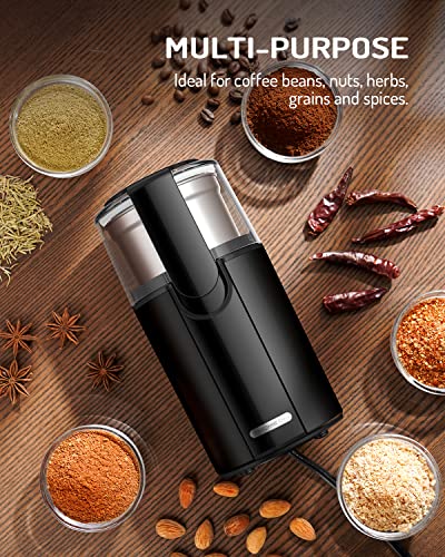 Twomeow Electric Coffee Grinder For Beans, Spices And Herb, Stainless Steel Blades, 1 Removable Stainless Steel Bowls, Makes Up To 9 Cups, Black #TOP4