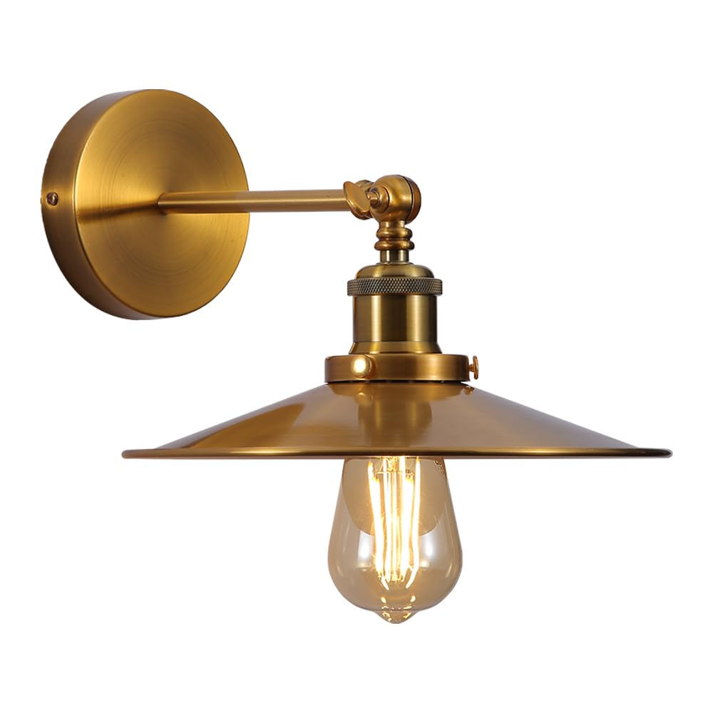 Tekled Gold Aluminium Bronze - Flat Myhome Hinged Metal Wall Light | E27 Fitting | For Bedrooms Living Rooms Study Rooms Hallways Receptions Cafes Restaurants | (Bulb Not Included)