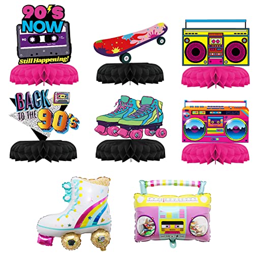 burkfeeg 8 decorações de festa dos anos 90, decoração retro dos anos 90, rock hippie discoteca, retro, suprimentos de festa para hipphop, revisão de aniversário