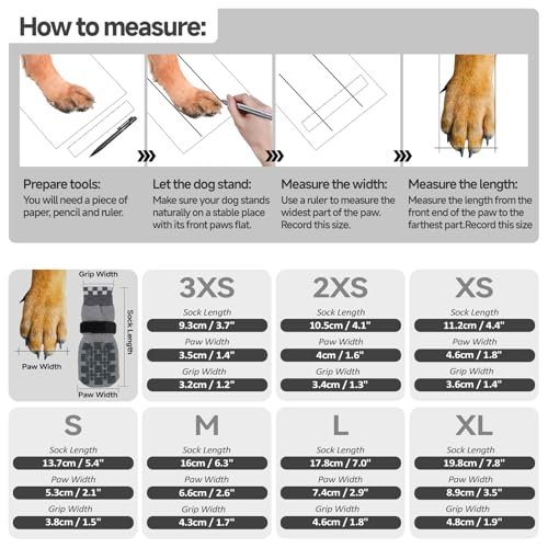 Image of ROZKITCH 2 Pairs Small Dog Socks, Soft Paw Protectors Dog Stop Licking Paws Anti Slip Socks Bandages for Paws Winter Warm Paw Covers to Stop Licking Pomeranian, Miniature Dachshund, Maltese Grey S