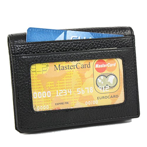 Men's Leather Credit Card Holder Wallet with Two ID Windows4