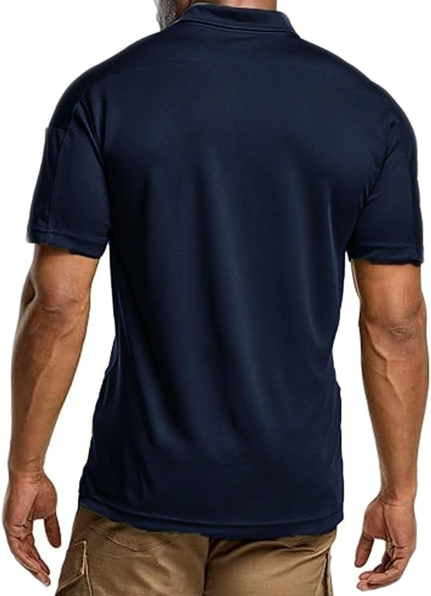 Men's Polo Shirt Quick Dry Performance Short Sleeve Tactical Pique Golf Shirts - Image 2