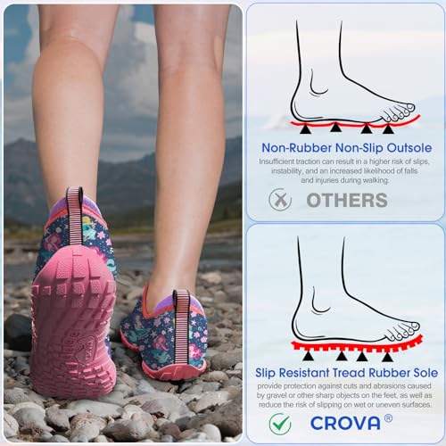 Image of Built-in Heel Grips Water Shoes for Kids Girls Boys Hiking Wide Barefoot Swim Beach Pool Big Kid