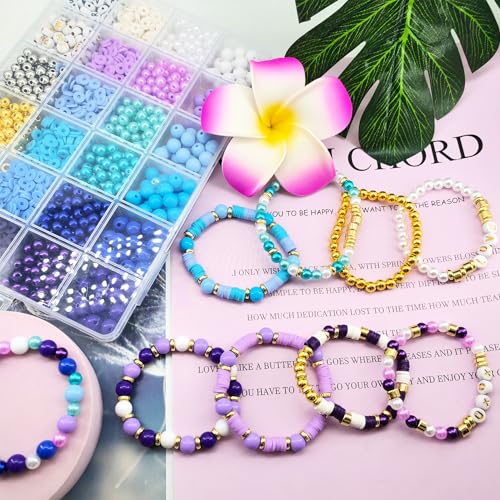 50% Off 2220pcs Purple Blue Polymer Clay Beads for Jewelry Making