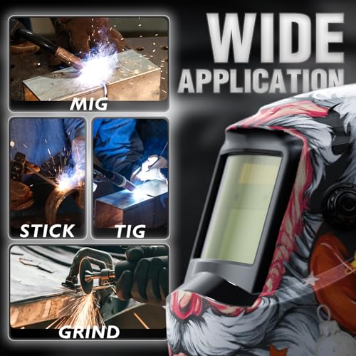 Image of YESWELDER Auto Darkening Welding Helmet, Blue Light Blocking, 1 /1 /1 /1 True Color Solar Powered Welding Hood with 2 Arc Sensors, Wide Shade 3.5 /9-14 Welder Mask for TIG MIG ARC and Grind