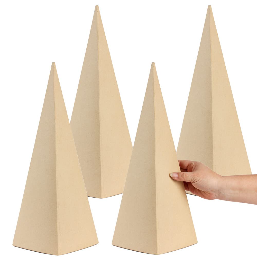 Qilery 12 Pcs Christmas Paper Mache Cones Set 3'' X 5.9'', 4'' X 9.8'', 5'' X