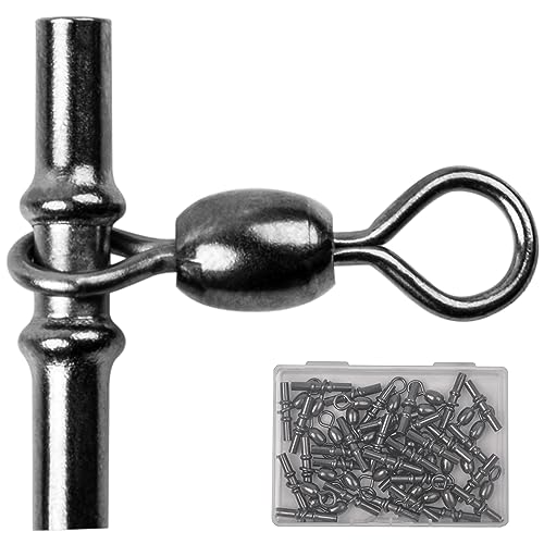 AGOOL 3 Way Swivel Fishing Sleeves Swivels, 30pcs Cross Line Swivels Fishing Tackle T Shape Crane Swivel Heavy Duty Triple Barrel Swivels for Deep Drop Rigs