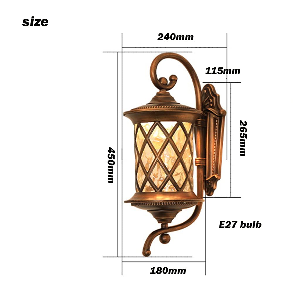 Wodoodporna lampa ścienna w stylu vintage, IP55, na ganek, ogród