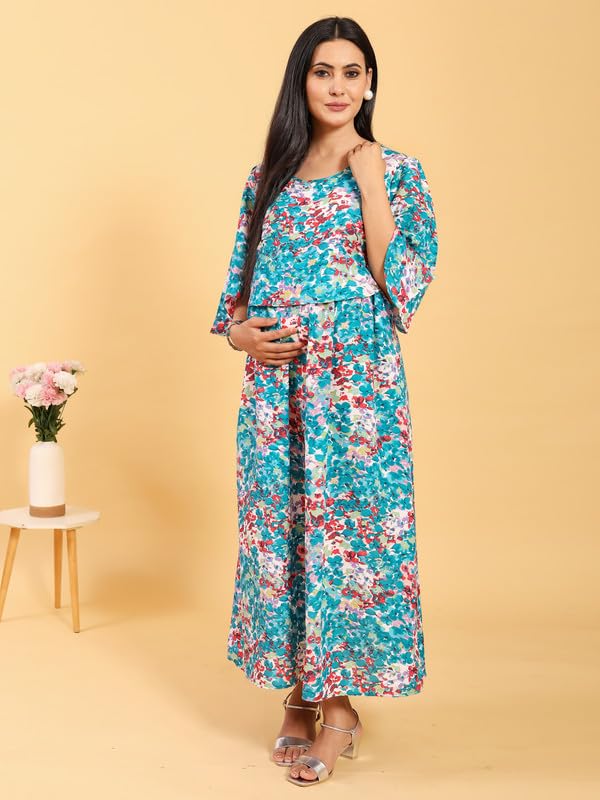 Image of RITIJYA Zipless Feeding Kurta Dress for Women | Maternity Nursing Kurti, No-Zip Easy Access | Extra Pleats Pre to Post Pregnancy | Quick-Dry Fabric | S-4XL