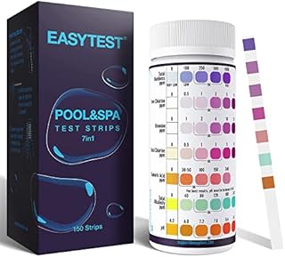 EASYTEST 7-Way Pool Test Strips, 150 Strips Water Chemical Testing for Hot tub and Spa, Accurate Test Bromine, Total Alkalinity, pH, Free Chlorine, Total Hardness, Cyanuric Acid, and Total Chlorine