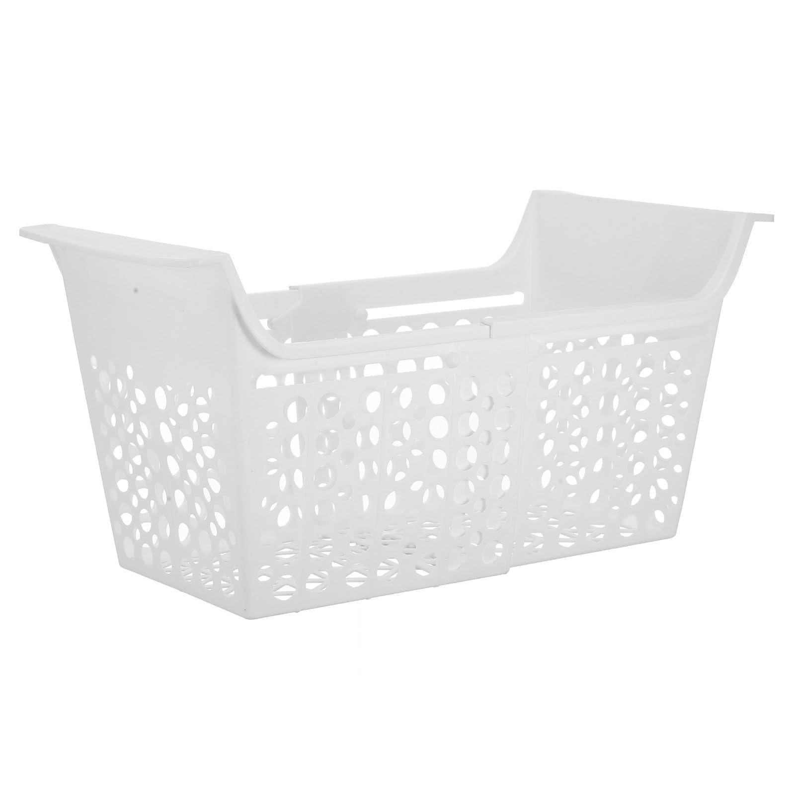 Lurrose Cesta Extensible para Congelador Horizontal Pequeña, Cesta de Almacenamiento de Plástico Orificios de Drenaje, Organizador Ajustable para Congeladores y Refrigeradores Domésticos