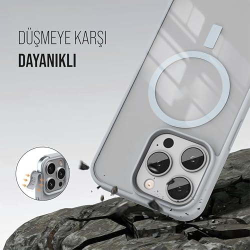 iPhone için Kılıf Kamera Korumalı Magsafe Wireless Şarj Özellikli Şeffaf Renkli Kılıf (iPhone 11 Pro Gri) - Görsel 5