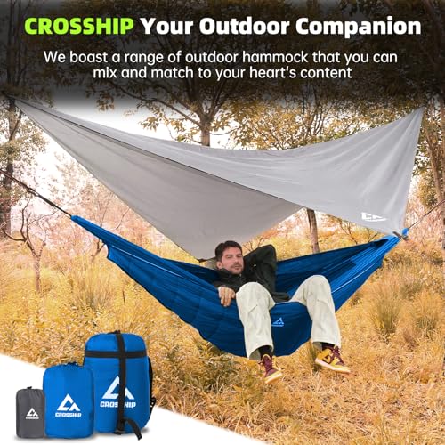 Image of Hammock Underquilt for Camping - Full Length Blue Lightweight Warm Quilt for 3-4 Seasons (41-68F) - Soft & Durable for Hiking, Backpacking, Beach, Travel - Holds Up to 500lbs