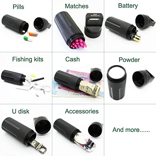 Image of Ccanku C20 EDC Waterproof Case Military Level Survival Pill Match Case Box Container CNC Metal Seal Bottle Camping Essentials Tool, Survival Storage Container (Black Orange Green)