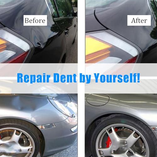 Image of Car Dent Repair Puller Kit,Universal T Bar Dent Repair Tool with 18 Pcs Gasket Tools and Adhesive Strips Indent Puller Kit for Car and Metal Surfaces(Color:Silver)