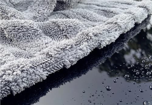 Image of Auto Hub 1300GSM Microfiber Cloth for Car - Edgless & Dual Sided Microfiber Cloth - Lint & Streak Free Car Cleaning Cloth - Multipurpose Car Wash Cloth-Twisted Loop with Coral Fleece-3pc,60x40cm-Grey