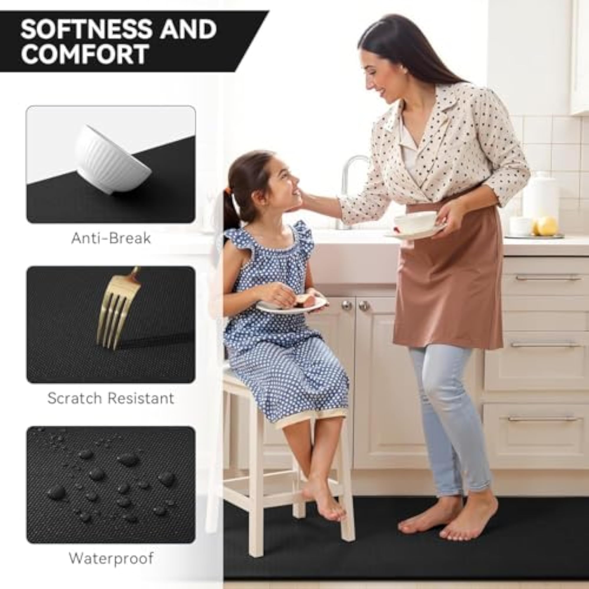 Cushioned Anti-Fatigue Kitchen Mats Set of 2 for Floor