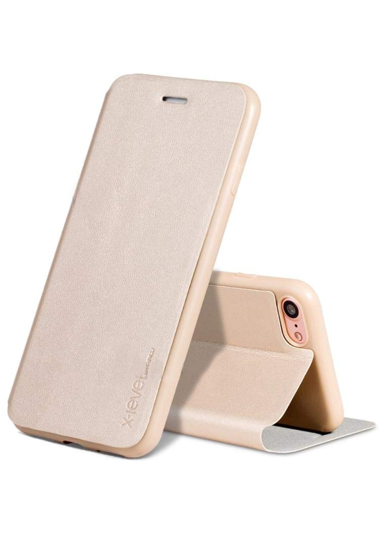 X-level FibColor Leather Flip Case Cover for iPhone 8 in Gold