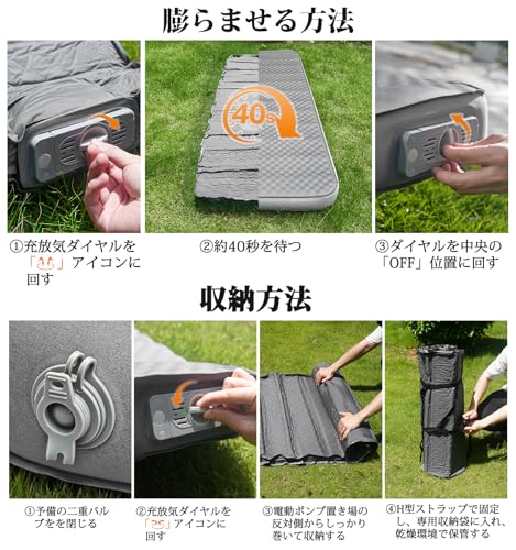 undefined エアーマット インフレーターマット【12CM極厚・幅広75cm】高反発 ポリウレタン 9.5高R値 40s膨らむ 自動膨張/電動ポンプ内蔵 静音 漏れ防止 安全無臭 防水防潮 防災 キャンプマット マットレス エアーベッド 花見 車中泊 収納袋付 持ち運び便利 簡単収納 の商品画像 6