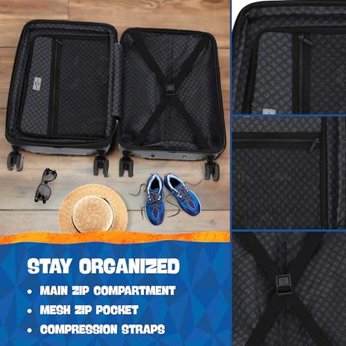 FUL Spongebob Squarepants 22.5 Inch Carry On Luggage, Hardshell Rolling Suitcase with Spinner Wheels, Black Patrick Star3