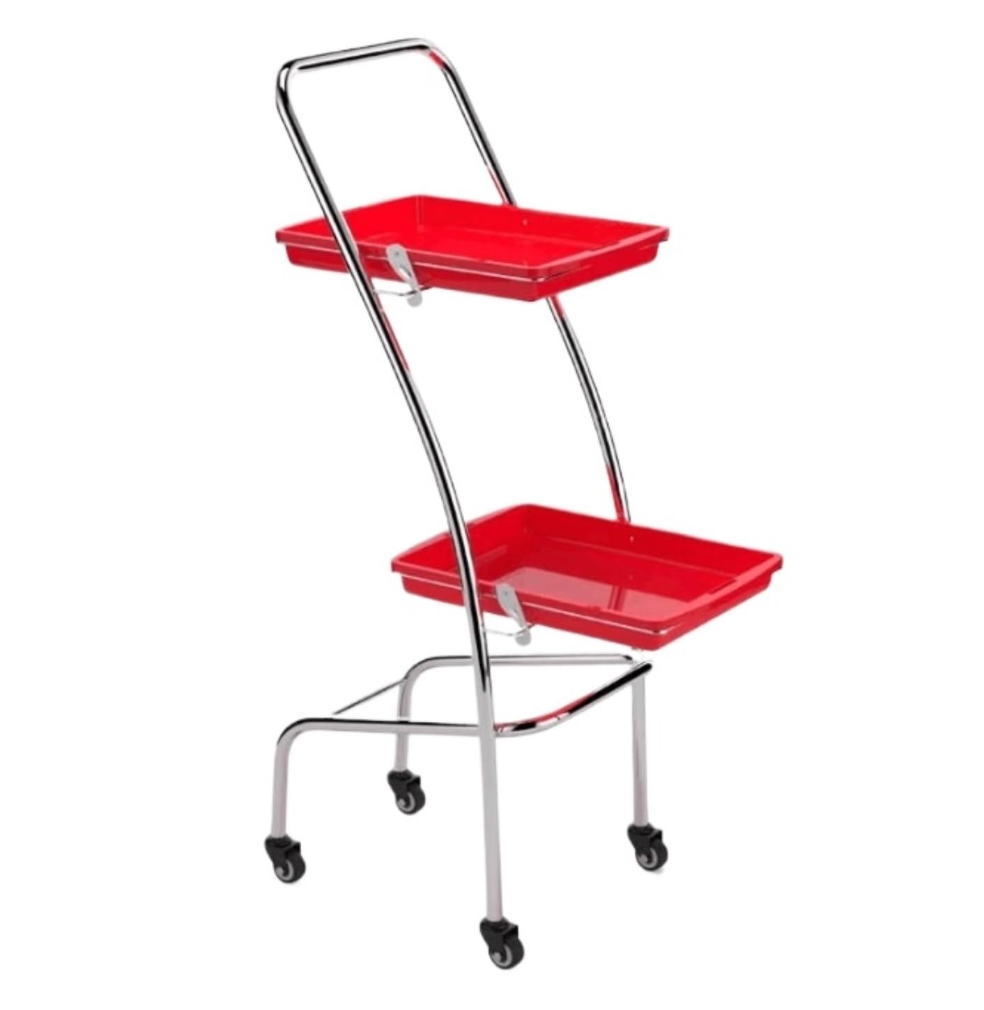 Shswud Red Esthetician Cart, Salon Trolley Cart With Wheels Folding Salon Service Tray For Tattoo Barber Shop Tools Storage Organizer Nail Cart(Red)