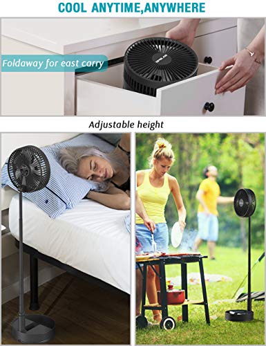OPOLAR 2021 8-Inch Rechargeable Battery Operated Foldaway Fan, Remote Control, Oscillating, Timer, 7200mAh 4-Speed, Cordless Standing Pedestal Fan for Home Office Outdoor Camping Tent Travel - Thumbnail 5