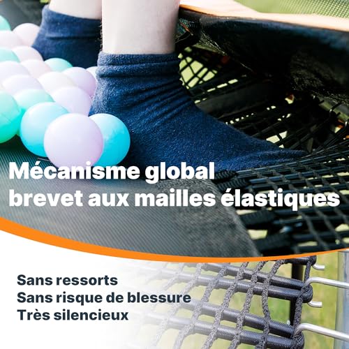 Trampoline Zéro-Ressort 366cm Orange Rond LeJump Lightning Trampoline Extérieur Enfant Grand Trampoline de Jardin Trampoline de Fitness avec Fillet de sécurité et Tapis de Saut pour Enfants et Adultes – Image 7