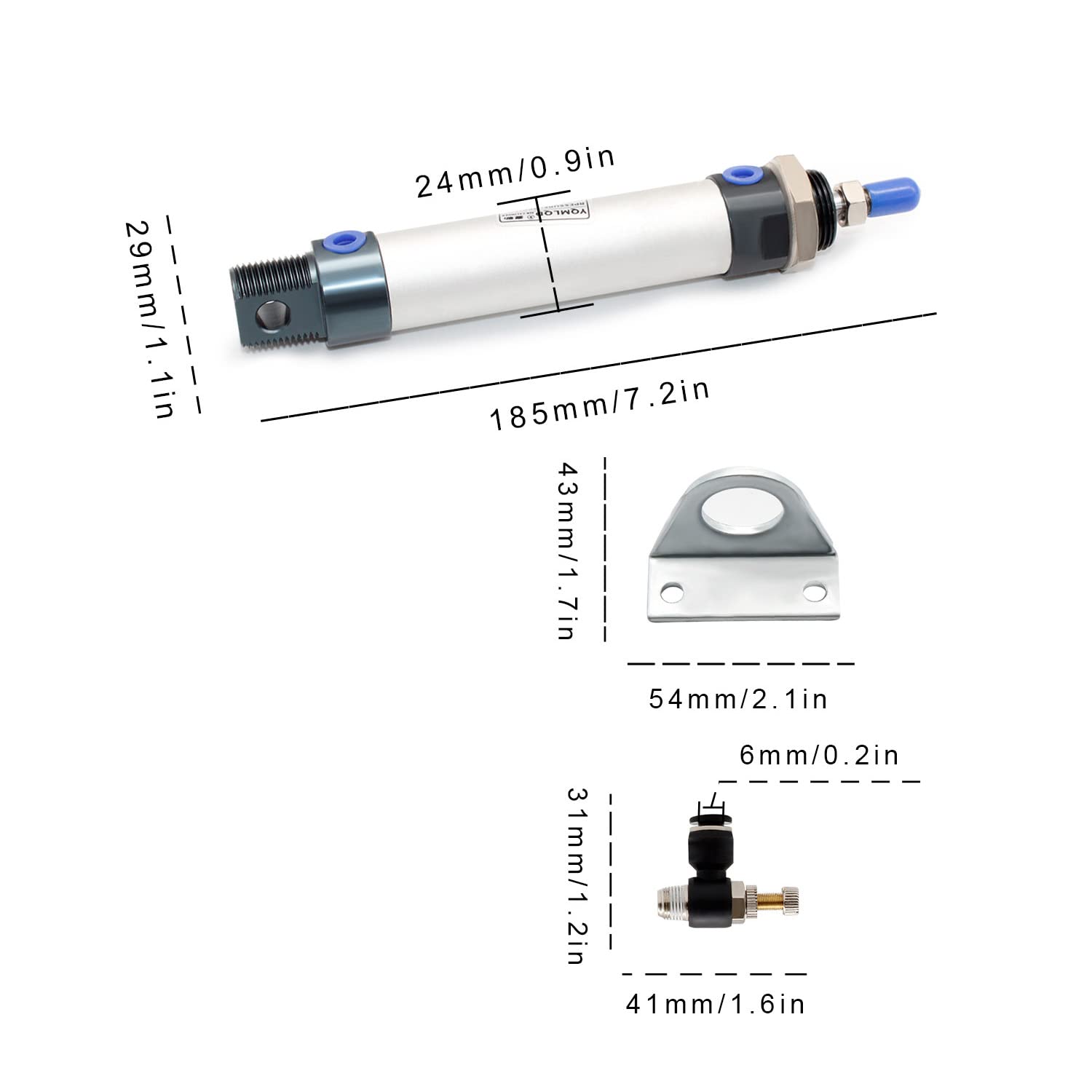 SRJQXH – Vérin Pneumatique Mini MAL + 2 Bases LB + 2 Vannes 6-01HSL – Automatisation Industrielle Robuste