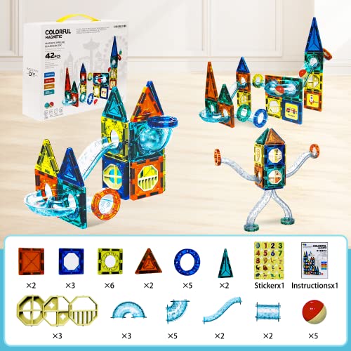 Jade Hare Magnetic Toys for Toddlers Kids Magnetic Building Blocks Preschool Magnet Set Magnetic Stem Toys (42 Pieces)