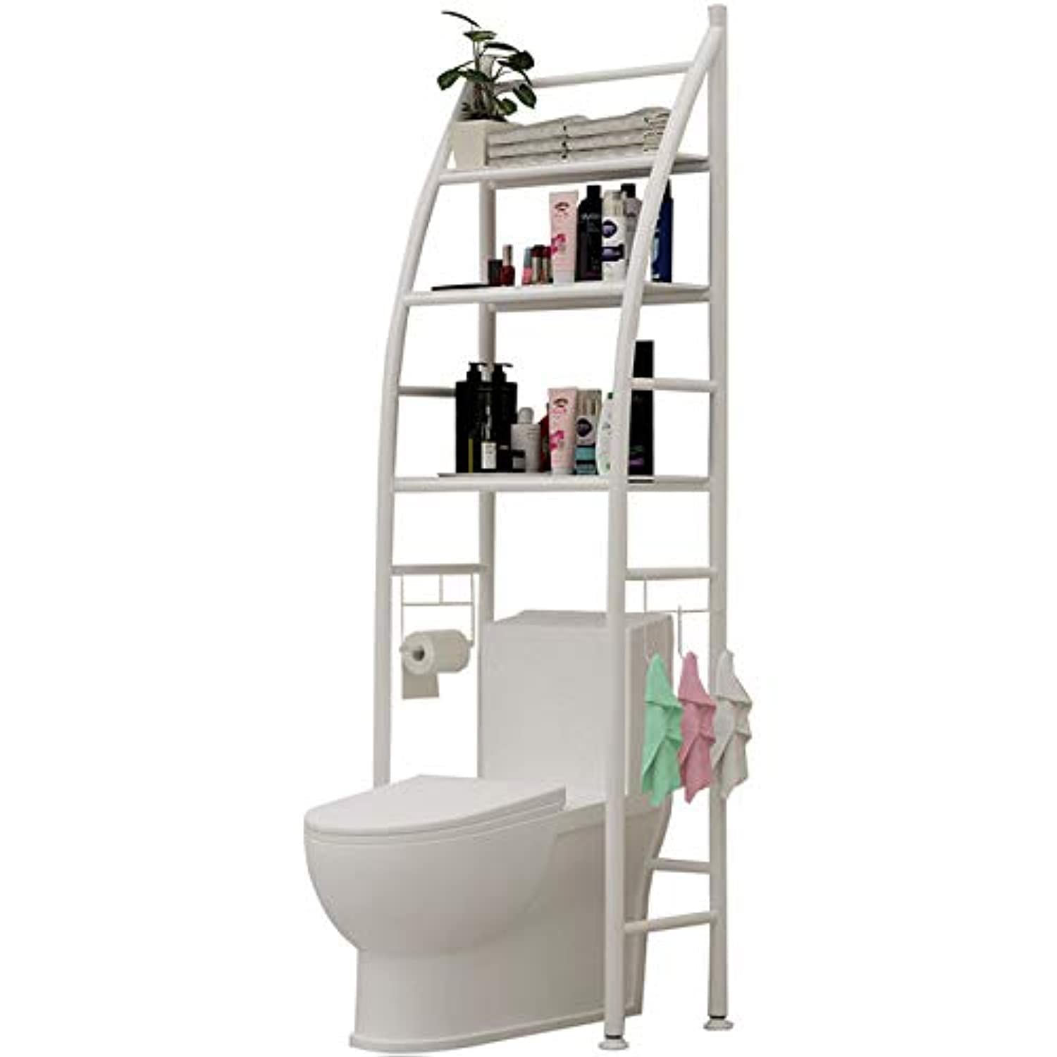 SUPAAR 3 Layers Metal Shelf Over Toilet Space Saving Storage Rack For Bathroom Cabinet Shelving Kitchen Saver Organizer (white)