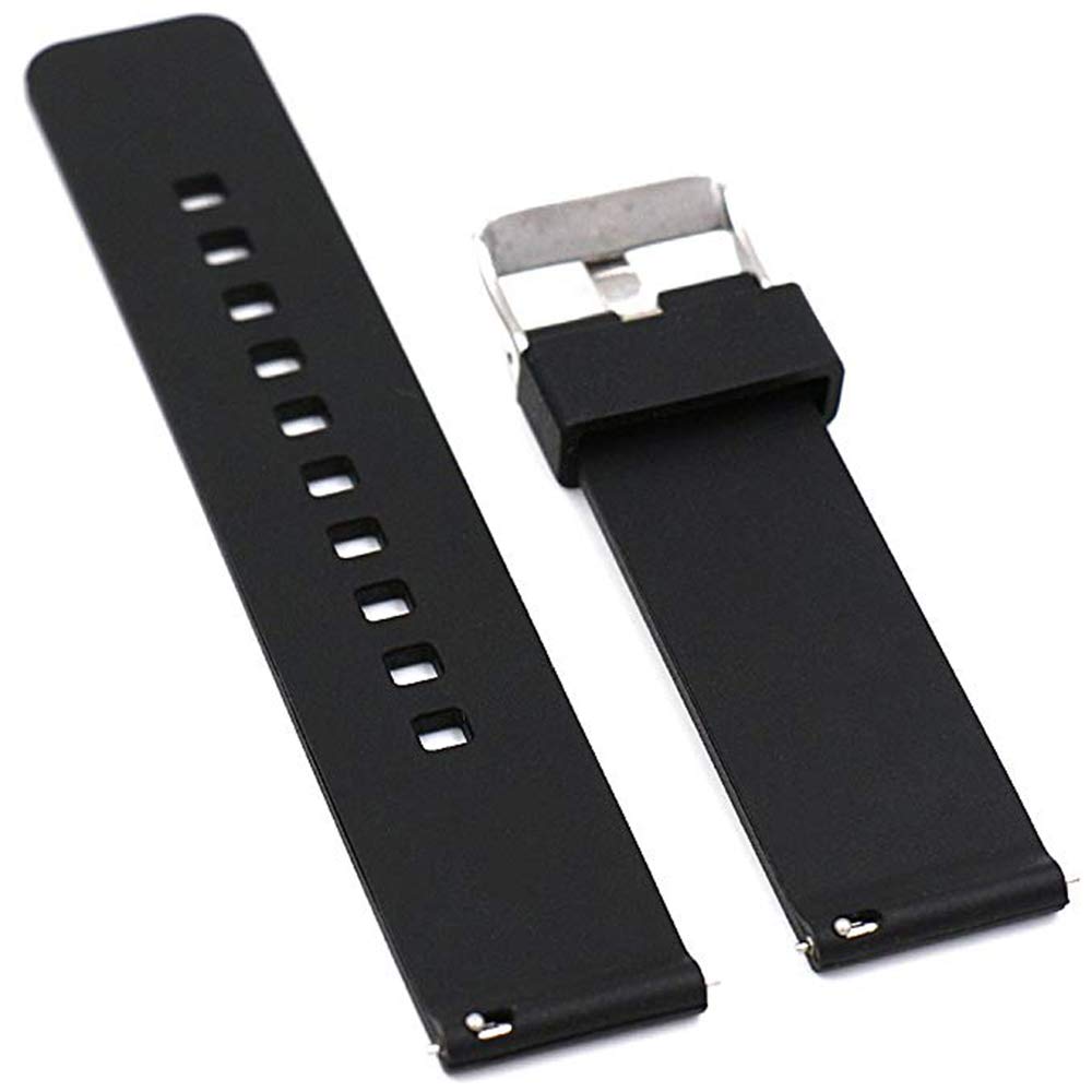 EwatchAccessories 18mm Black Silicone Rubber Quick Release Watch Band Strap with Silver Stainless Steel Push Buckle for Men and Women (B08WPJDCYF) Amazon Price History, Amazon Price Tracker
