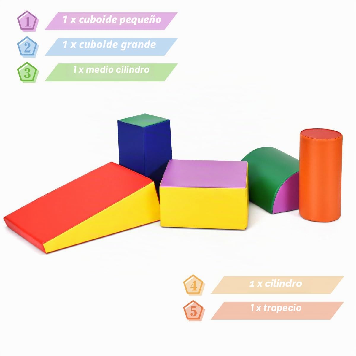 LIFEZEAL Juego de 5 Piezas para Trepar y Gatear, Juego Interactivo de Bloques de Espuma Infantil para Deslizarse, Espuma Ligera Segura para Niños, Adecuado para Casa, Guardería, Sala de Juegos