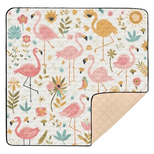 Kigai Flamingo Baby Play Mat for Floor and Playpen 50x50 inch Non-Slip Baby Activity Playmat Waterproof Foldable Crawling Mat for Infants Toddlers